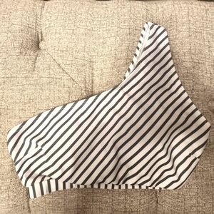 SHEIN Black and White Striped Bikini Top